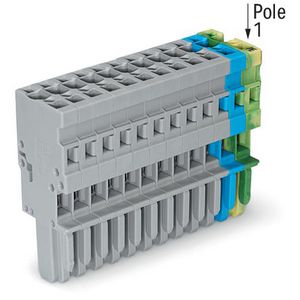 1-draads female steker CAGE CLAMP 4mm2 groen-geel/bl VVE=10