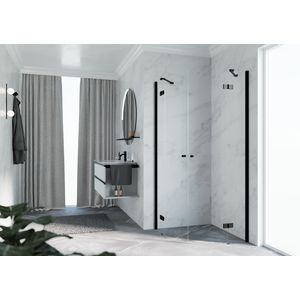 Douchewand kwartrond NH-R 100 h=2000mm helder glas profielkleur zwart