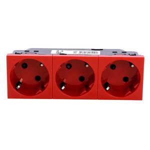 Wandcontactdoos 3voudig kv 45gr.steek 6 modulen rood Mosaic