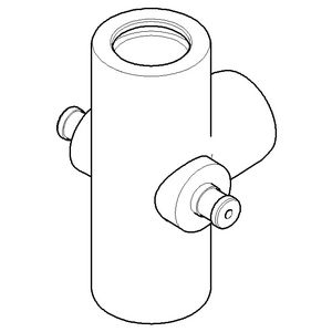 Aansluiting douche wand met ring T-stuk 80x50x60mm chr