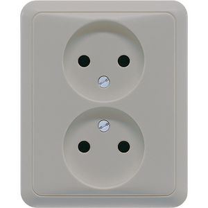 Wandcontactdoos grijs 2-voudig kinderbeveil. CD500