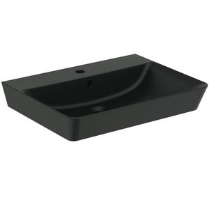 cube wastafel 60x46cm m kraangat m overloop slk black E0298V