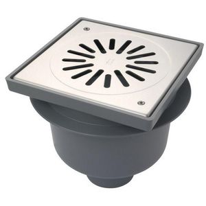 Vloerput ABS 200x200mm 75mm RVS304 geschr rooster max 1,5 kN