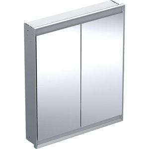 Inbouw spiegelkast 2 deuren 75x90cm ComfortLight aluminium ONE excl. ruwbouwbox