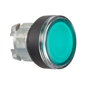 Groene verzonken verlichte drukknop Kop 22mm Terugvering
