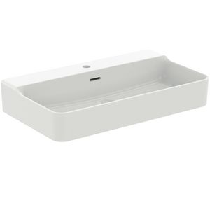 wastafel 800x450x165mm m kraangat m overloop silk white T369