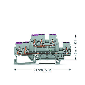 3-draads 2-etageklem 6-draads rijgklem L grijs VVE=50