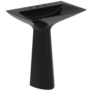 TIPO-Z Zuilwastafel 3 kr.gat overl. uit 1 stuk Glossy Black