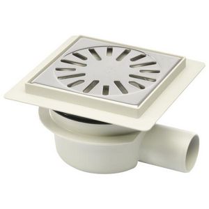 Vloerput 146x146mm ws50 rooster RVS zijuitl.+flens