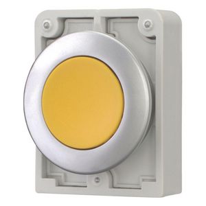 Drukknop 30mm vlak geel vast