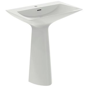TIPO-Z Zuilwastafel 1 kr.gat + overl. uit 1 stuk Silk White