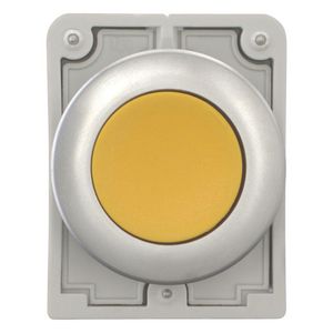 Drukknop 30mm vlak geel terugverend