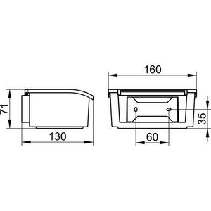 Plan tissuebox 160x71x130m chroom