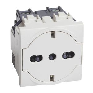 Wandcontactdoos 2P+A 16A wit 2 modulen Livinglight VVE=10