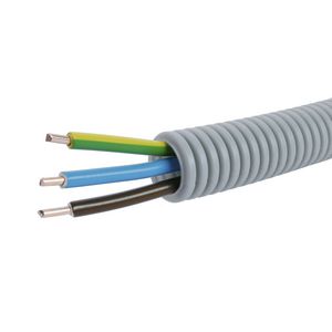 Rol a 100m. voorbedrade flexibele buis FlexPP grijs 16mm GG/BL/BR 3x2,5