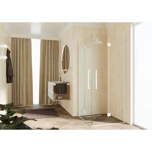 Hoekinstap (linker deel) YOUNG 2Gs 760-780x2000mm helder glas profiel matwit