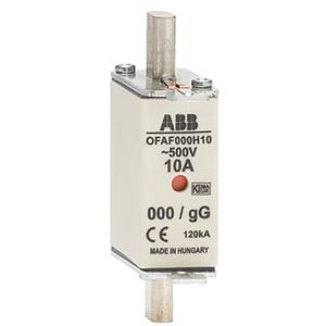 Meszekering fuseline gG 500V DIN 000 In=10 A Ph=1,1 W