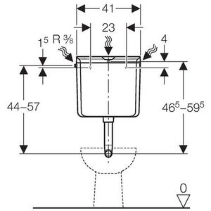Reservoir laaghangend AP120 spoel/stopbediening wit 9ltr.