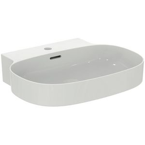 LINDA-X Wastafel 600X500X135mm +kr.gat +gleufoverl gesl. Wit
