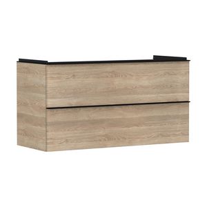 Onderkast Natural Oak 1180x475mm 2x la tbv wastafel greepkleur mat zwart Xelu Q 54037670