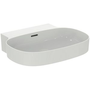 LINDA-X Wastafel 600X500X135mm z. kr.gat met gleufoverl. Wit