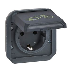 Wandcontactdoos voor fietsoplader mechanisme Plexo