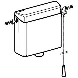 Closetreservoir wit hooghangend 6/8ltr. met trekketting