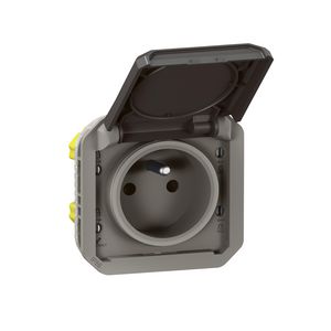Wandcontactdoos 1-voudig PA steek mechanisme antraciet Plexo