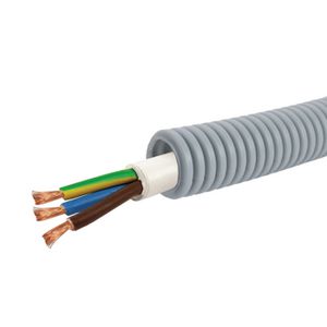 Rol a 100m. voorbedrade flexibele buis FlexPP grijs 16mm GG/BL/BR 3x1,5 XMVK