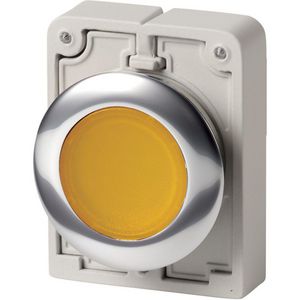 Signaaldrukknop 30mm vlak geel vast