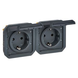 Wandcontactdoos 2V RA horizontaal mechanisme antra Plexo