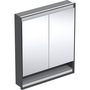 inbouw spiegelkast met nis 2 deuren 75x90cm ComfortLight Mat zwart ONE excl. ruwbouwbox