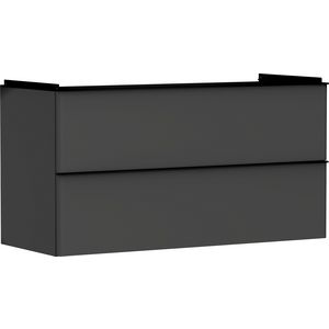 Onderkast mat grijs diamant 1180x475mm 2x la tbv wastafel greepkleur mat zwart Xelu Q 54036670