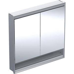 inbouw spiegelkast met nis 2 deuren 90x90cm ComfortLight Aluminium ONE excl. ruwbouwbox