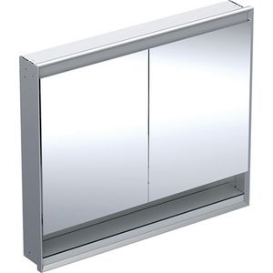 inbouw spiegelkast met nis 2 deuren 105x90cm ComfortLight Aluminium ONE excl. ruwbouwbox