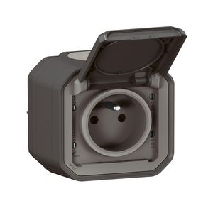 Wandcontactdoos 1-voudig PA compleet antraciet Plexo