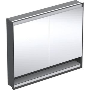 inbouw spiegelkast met nis 2 deuren 105x90cm ComfortLight Mat zwart ONE excl. ruwbouwbox