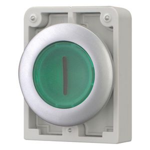 Signaaldrukknop 30mm vlak groen "I" terugverend