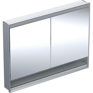 inbouw spiegelkast met nis 2 deuren 120x90cm ComfortLight Aluminium ONE excl. ruwbouwbox