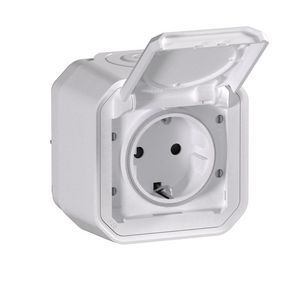 Wandcontactdoos 1-voudig schroef compleet wit Plexo