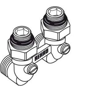 H-onderblok afsluitbaar haaks RAUTITAN 1/2"bt.x3/4" HoH 50mm