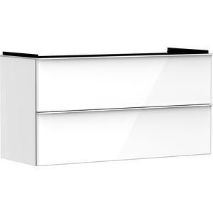 Onderkast wit hoogglans 1180x475mm 2x la greepkleur mat wit tbv wastafel Xelu Q 54035700
