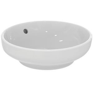 OpbouwWastafel 400x400x140mm rond z. kraangat m. ol gl wit i.life b