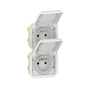 Wandcontactdoos 3V verticaal mechanisme wit Plexo