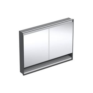 inbouw spiegelkast met nis 2 deuren 120x90cm ComfortLight Mat zwart ONE excl. ruwbouwbox