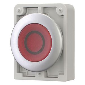 Signaaldrukknop 30mm vlak rood "O" terugverend