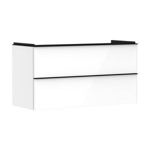 Onderkast wit hoogglans 1180x475mm 2x la tbv wastafel greepkleur mat zwart Xelu Q 54035670