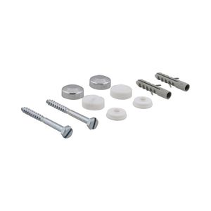 Set a 2st. zeskant potschroeven verzinkt 6x80mm incl. pluggen+ kapjes wit + chroom
