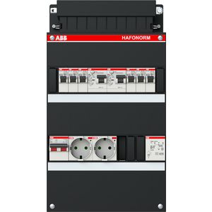 Groepenkast 6 groepen achter 2x 30mA + T + HS + 2x wandcontactdoos 1-fase