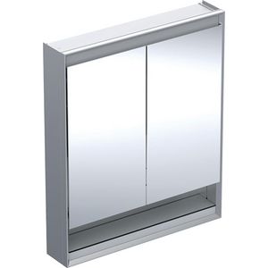 Opbouw spiegelkast met nis 2 deuren 75x90 ComfortLight aluminium ONE